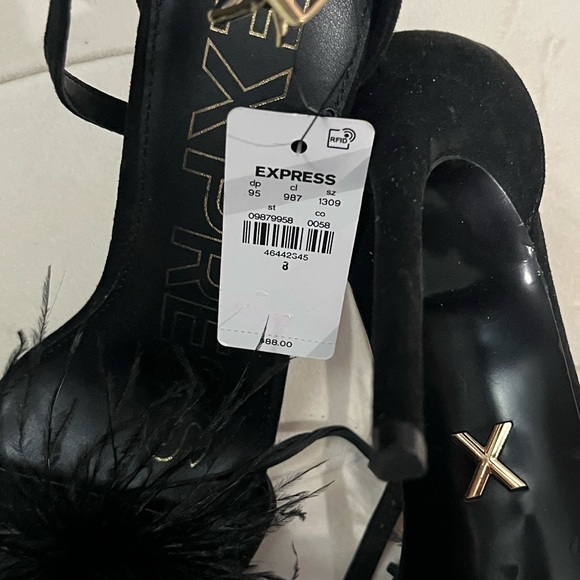 Used Black sexy high feathered Express heels - Picture 7 of 7